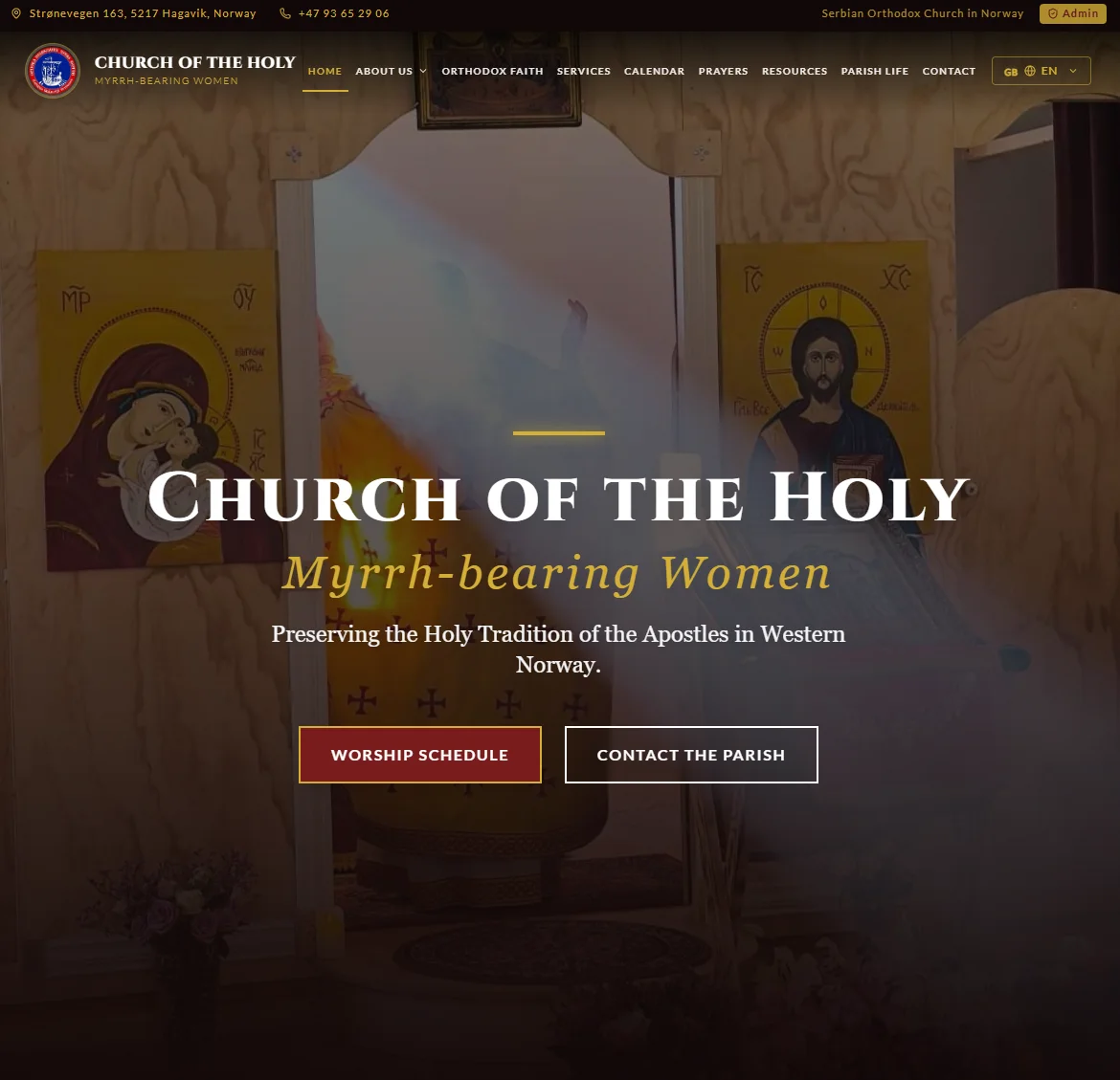 The home page of the Church of the Holy Myrrh-bearing Women website